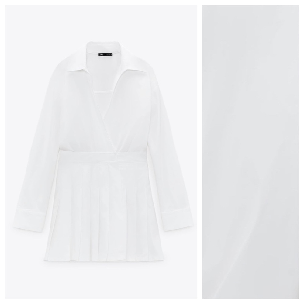NWT. Zara White Poplin Jumpsuit Dress. Size S. - Picture 6 of 10